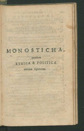 Monosticha quaedam Ethica & Politica.