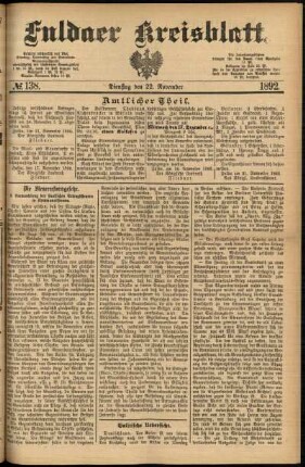 Ausgabe vom Dienstag, den 22. November 1892.