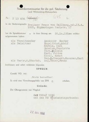 Hallberg, Franz von