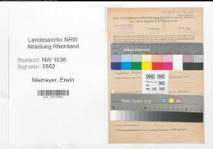 Entnazifizierung Erwin Niemeyer , geb. 13.08.1911 (Lehrer)