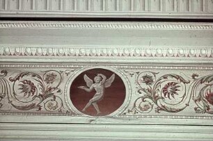 Tapete mit Akanthusranken und tanzenden Figuren in Medaillons