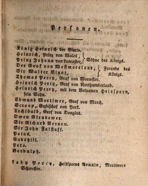 Shakespear's dramatische Werke. 14. König Heinrich der Vierte, 1. und 2. Theil. - 1826. - 388 S. : 1 Ill.