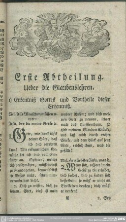 Erste Abtheilung. Ueber die Glaubenslehren
