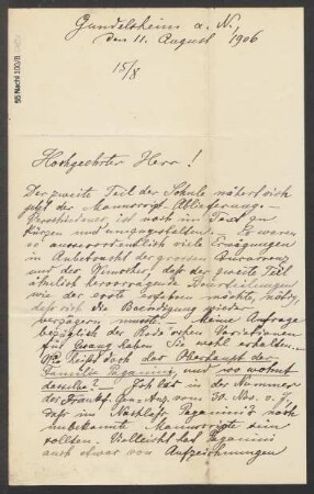 Brief an B. Schott's Söhne : 11.08.1906