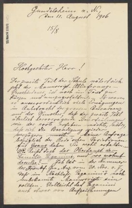 Brief an B. Schott's Söhne : 11.08.1906