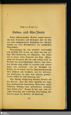 Achtes Kapitel: Liebe- und Ehe-Ideale