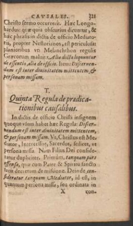 T. Quinta Regula de praedicationibus causalibus.