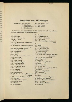 XIX-XX, Verzeichnis von Abkürzungen.