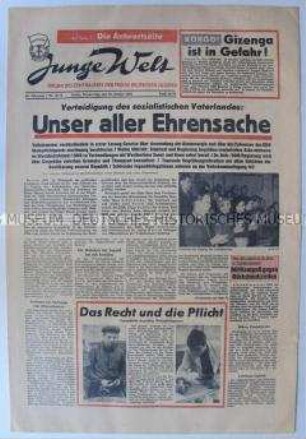 Tageszeitung der FDJ "Junge Welt" u.a. zur Tagung der Volkskammer