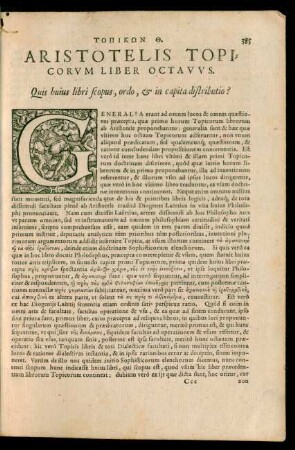Aristotelis Topicorum Liber Octavus.