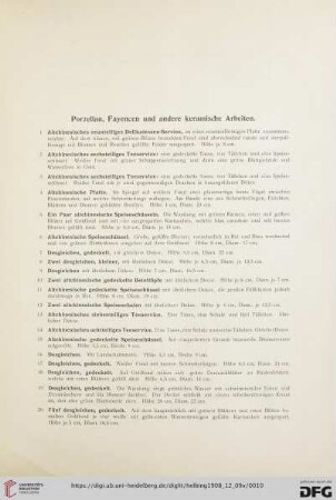 Porzellan, Fayencen und andere keramische Arbeiten (Nr. 1-66)