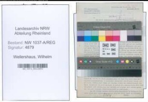 Entnazifizierung Wilhelm Wellershaus , geb. 27.03.1887 (Optiker)