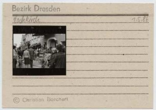 Christian Borchert (1942-2000). Karteikarte, beklebt mit einem Kontaktabzug, handschriftliche Notizen "Hochkirch 1.5.86"