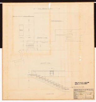 Reichsluftfahrtministerium, Berlin: Verbindungsbau, Außentreppe: Lageplan 1:100, Schnitt 1:20