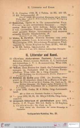 II. Litteratur und Kunst (Nr. 15 - 275)