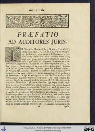 Praefatio Ad Auditores Juris.