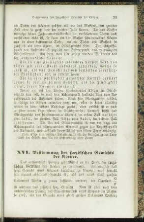 XVI. Bestimmung des spezifischen Gewichts der Körper