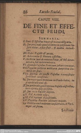 Caput VIII. De Fine Et Effectu Feudi