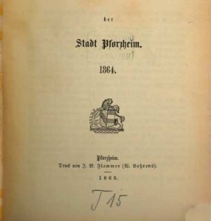 Jahresbericht der Handelskammer Pforzheim. 1864 (1865)