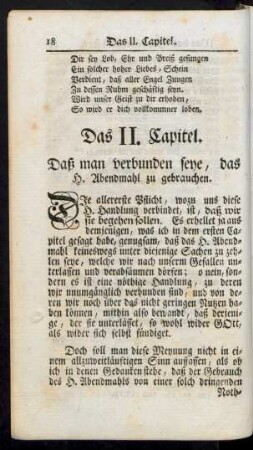 Das II. Capitel. Daß man verbunden seye, das H. Abendmahl zu gebrauchen