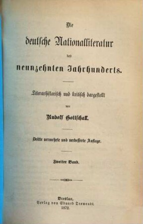 Die deutsche Nationalliteratur des neunzehnten Jahrhunderts : literarhistorisch und kritisch dargestellt, 2