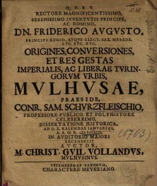 Origines, Conversiones, Et Res Gestas Imperialis, Ac Liberae Tvringorvm Vrbis Mvlhvsae