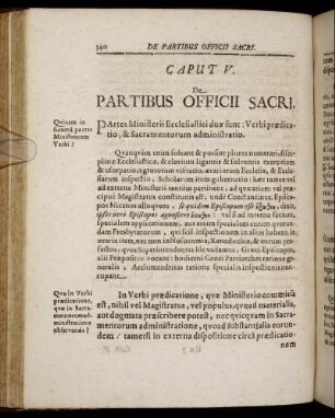 Caput V. De Partibus Officii Sacri.
