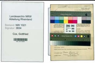 Entnazifizierung Gottfried Cox , geb. 15.08.1909 (Blumenhaendler)