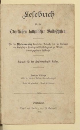 Lesebuch für die Oberklassen katholischer Volksschulen