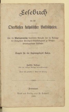 Lesebuch für die Oberklassen katholischer Volksschulen