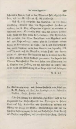 269-281 [Rezension] Schultz, Friedrich Wilhelm, Die Schöpfungsgeschichte nach Naturwissenschaft und Bibel