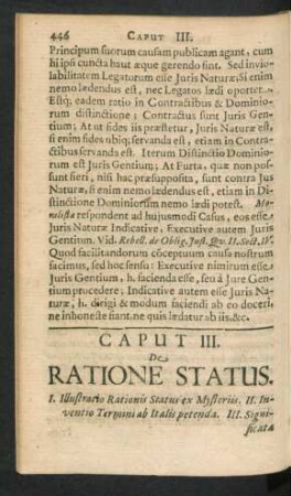 Caput III. De Ratione Status.