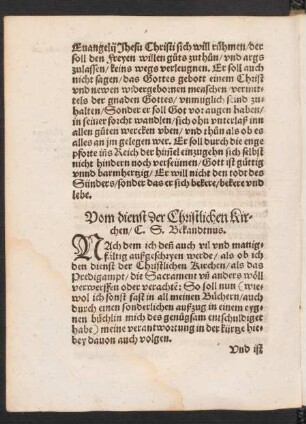 Vom dienst der Christlichen Kirchen/ C. S. Bekandtnus.