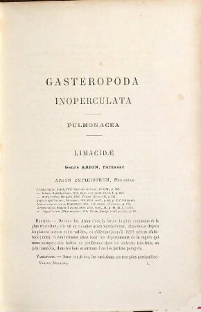 Études sur les variations malacologiques d'après la faune vivante et fossile de la partie centrale du bassin du Rhône, I