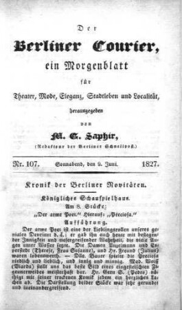 Nr. 107, Sonnabend, den 9. Juni 1827