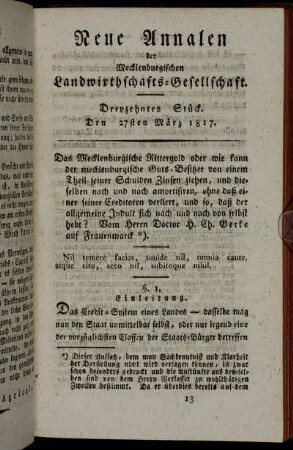 Dreyzehntes Stück. Den 27ten März 1817