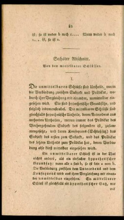 Sechster Abschnitt. Von den mittelbaren Schlüssen