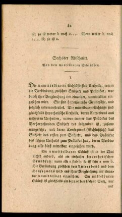 Sechster Abschnitt. Von den mittelbaren Schlüssen