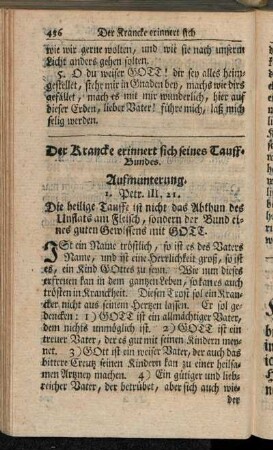 Der Krancke erinnert sich seines Tauff-Bundes.