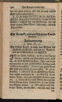 Der Krancke erinnert sich seines Tauff-Bundes.