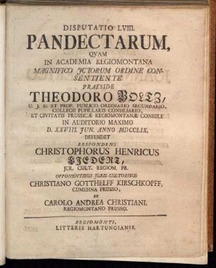 Disputatio LVIII. Pandectarum