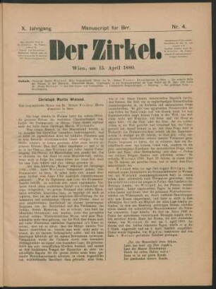 Nr. 4. Wien, am 15. April 1880.