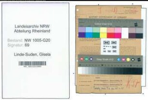Entnazifizierung Gisela Von Linde-Suden , geb. 05.10.1922 (Holzhaendlerin)