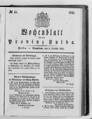 Nr. 41, Ausgabe vom 9. Oktober 1841