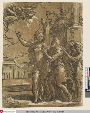 [Die tiburtinische Sibylle und Kaiser Augustus; La Sibylle Tiburtine et Auguste; The Tiburtine sibyl showing Emperor Augustus the Virgin and Christ]