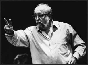 Porträt Kzysztof Penderecki, Dirigent : Porträt Kzysztof Penderecki, Dirigent. Fotografie während einer Probe mit der Dresdner Philharmonie
