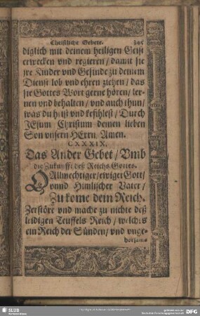 CXXXIX. Das Ander Gebet, Umb die Zukunfft deß Reichs Gottes