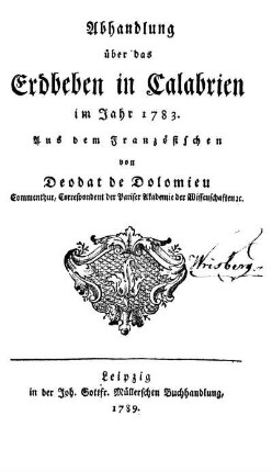 Abhandlung über das Erdbeben in Calabrien im Jahr 1783
