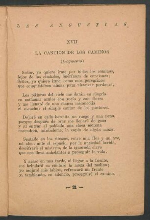 XVII - La canción de los caminos : (Fragmento)