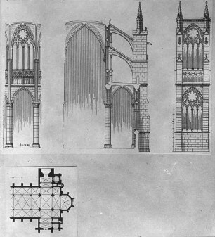 Châlons-en-Champagne (Marne), Notre-Dame-en-Vaux, Aufriss, Querschnitt, Grundriss